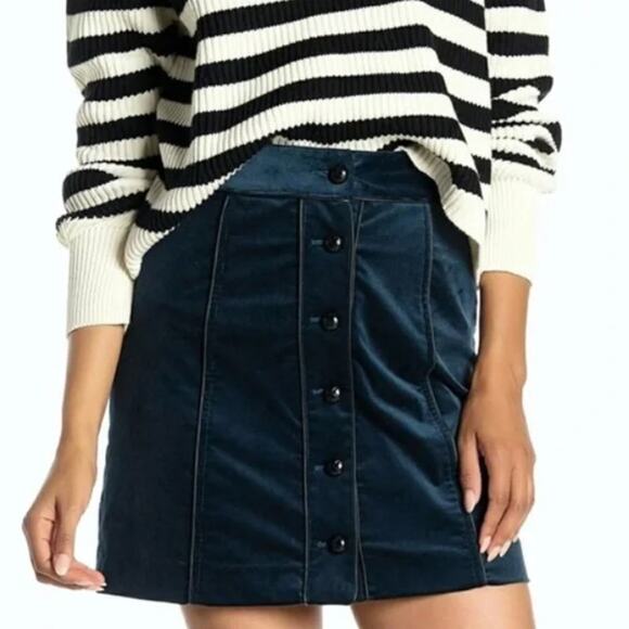 Veronica Beard Hatcher Skirt Corduroy Mini blue petrol sz 2 - Picture 1 of 7
